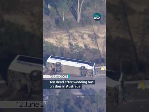 A bus carrying wedding guests rolled over on a foggy night in Australia #itvnews