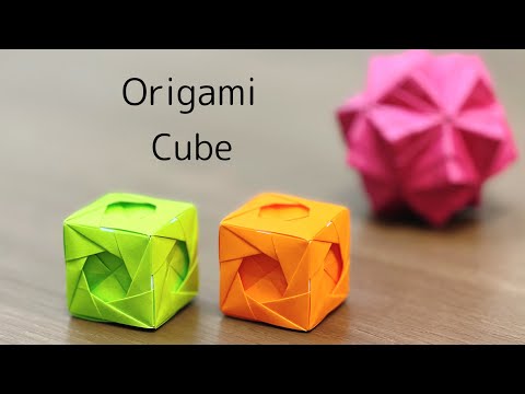 折り紙 渦巻き🌀模様のキューブを作ってみた!作り方/DIY How to make a cube with a swirl pattern. Paper craft.Unit Origami.
