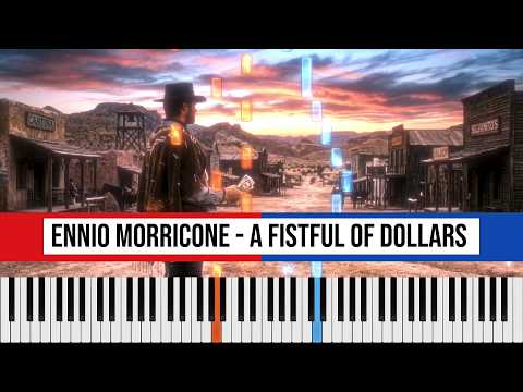 A Fistful of Dollars - "Main Theme" - Ennio Morricone - (piano solo with sheets)