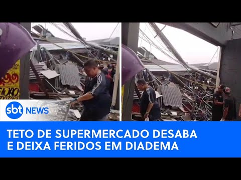 Telhado de supermercado Vencedor Atacadista desaba em Diadema