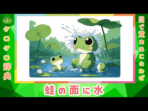 【蛙の面に水】ことわざの意味と例文@ケロケロ辞典 ◆動画で1分! 記憶に残る♪
