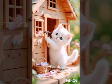 Cat 😺 making house 🏡। सुंदर घर।#ai #shorts #viral #trending