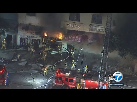 LIVE: Firefighters battling fire at commercial building in DTLA
