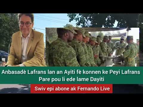 Anbasadè Lafrans lan an Ayiti fè konnen ke Peyi Lafrans Pare pou li ede lame Dayiti
