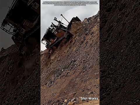 가파른 흙산에서 불도저를 이용해 안전하게 경사면을 다듬는 방법 #worker #process #bulldozer #heavyequipment #<strong>construction</strong>