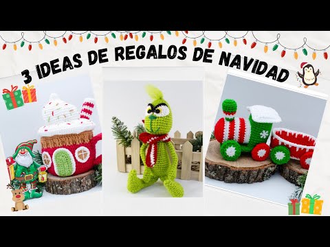 3 Ideas Para Tejer Regalos de Navidad/3 Crochet Christmas Gift Ideas