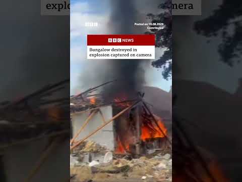 Bungalow destroyed in explosion captured on camera. #BBCNews