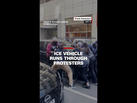 ICE vehicle runs through protesters