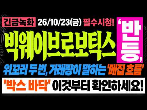 [빅웨이브로보틱스 주가전망] *<strong>마감</strong> 긴급* 결국 급등분 거의 <strong>다</strong> 반납했다? 이 음봉만 보고 겁먹으면 안 됩니다.