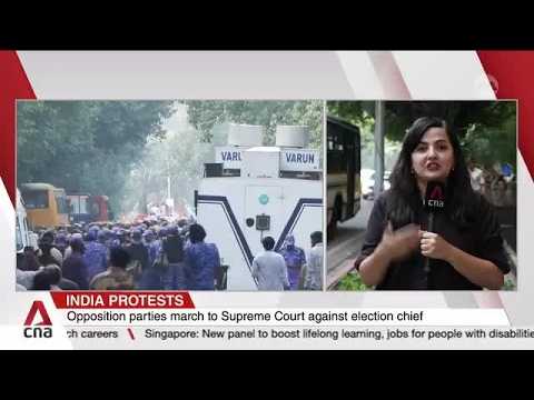 India protests: Opposition parties march to Supreme Court against election chief