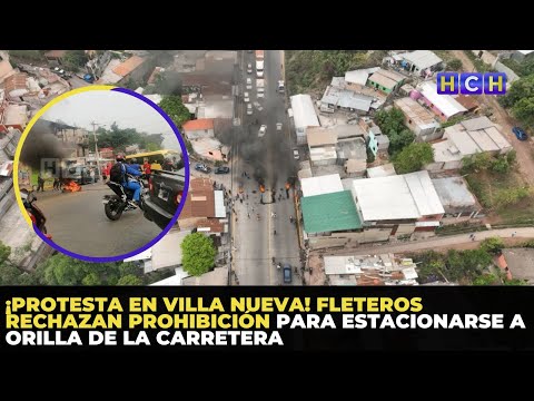 ¡Protesta en Villa Nueva! Fleteros rechazan prohibición para estacionarse a orilla de la carretera