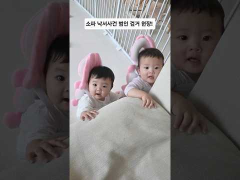 잡았다 요놈!! 쌍둥이 소파낙서 현장 덮쳤더니😂 누가 그랬냐구요?! #엔조이커플 #강단남매 #쌍둥이