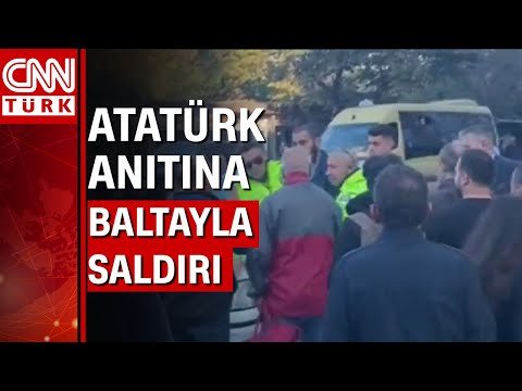 Avcılar'da Atatürk anıtına baltayla saldırı...