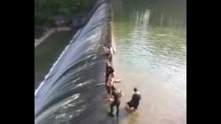 sliding down atkinson dam YouTube