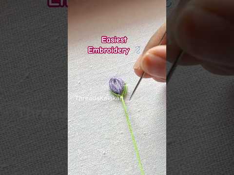 Hand Embroidery designs - Easy Embroidery Design #shorts #embroidery #flowerembroidery #satinstitch