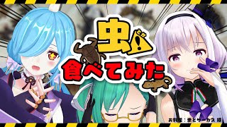 〖 昆虫食など 〗同期でゲテモノ類食べてみた‼┊どっとライブ #すずピノイオ