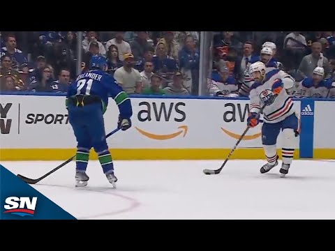 Oilers Zach Hyman Tips Home Bouchard Wrist Shot Off Post And In
