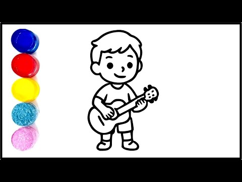 Guitar Boy Drawing for Kids | Learn to Draw Guitar Boy | Guitar Boy Easy Drawing, Painting for Kids