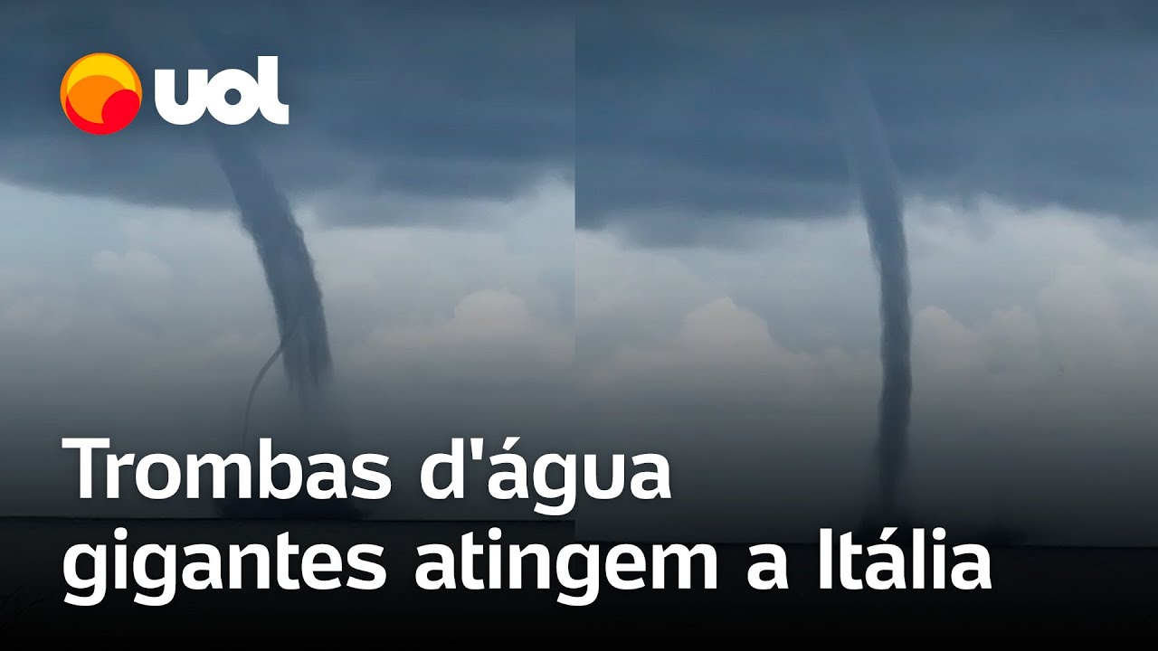 Trombas dágua gigantes atingem o mar da Itália e assustam turistas veja vídeo