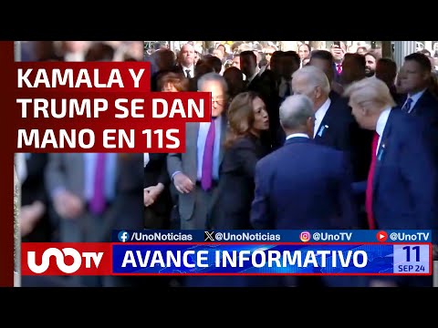 Kamala Harris y Donald Trump se dan la mano en el 11s