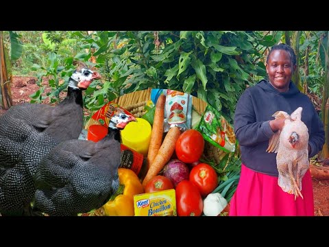PREPARING DELICIOUS SAUCE FOR LUNCH IN MY AFRICAN VILLAGE. GUINEA FOWL RECIPE _ VILLAGE LIFE UG 