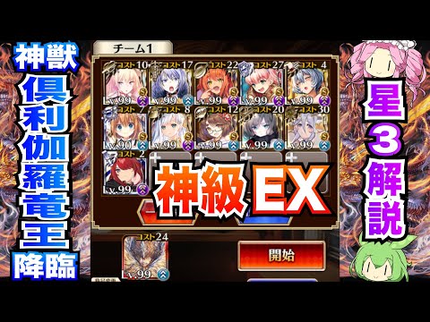 【千年戦争アイギス】神獣倶利伽羅竜王降臨 神級EX 2&3wスキルオート ★3攻略【ボイボ解説】