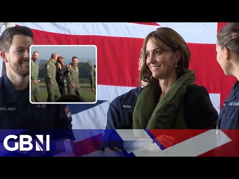 Kate Middleton caught joyfully off guard by inflatable life jacket during naval base tour