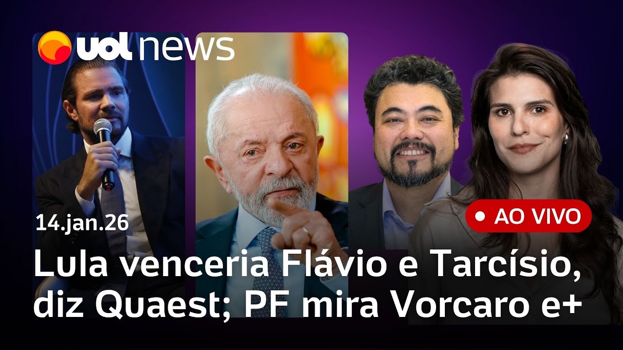 Lula venceria Flávio Bolsonaro e Tarcísio, diz Quaest; PF mira Vorcado em operação sobre Master e+