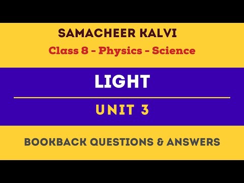 Light Book Back Questions and Answers | Unit 3  | Class 8th | Pysics | Science | Samacheer Kalvi