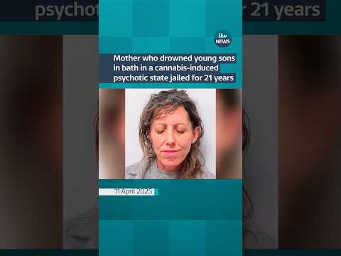 Mother who drowned young sons in bath in a cannabis-induced psychosis jailed for 21 years #itvnews