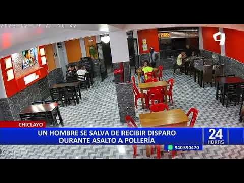 Chiclayo: Delincuente amenaza a comensal en restaurante y se le escapa un disparo