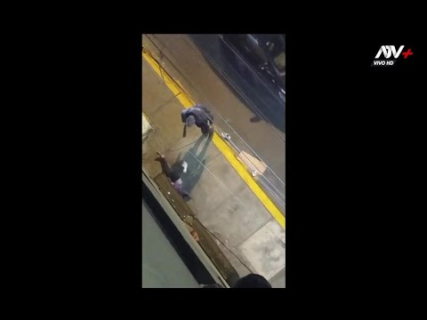 San Miguel: captan a sereno golpeando a una mujer con bate de béisbol