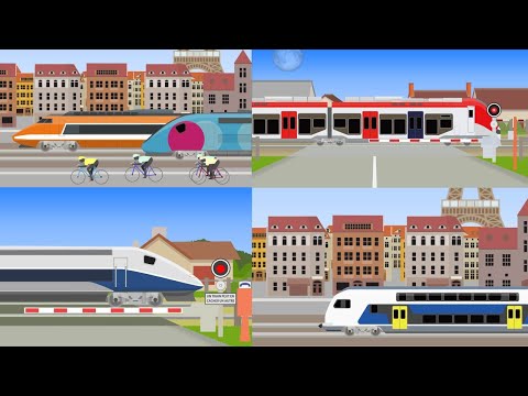 France, Level crossings 4K【踏切アニメ】フランスのいろんな場所でカンカン😂😂😂Railroad crossings