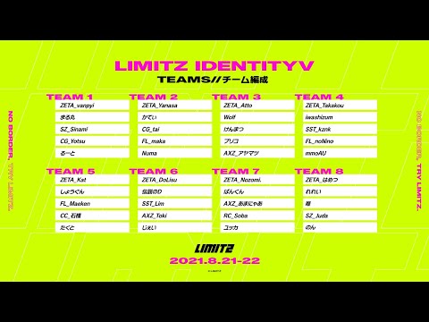 【第五人格】チーム５でLimits優勝目指すぞ！メンバーは概要欄【identityV】【アイデンティティV】