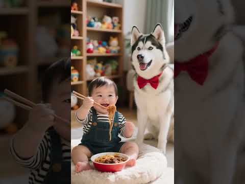 Cute Baby and Husky 🐶 | The Dog Eats Better Than Me 😂 | Early Learning for Kids (0-3 Years)