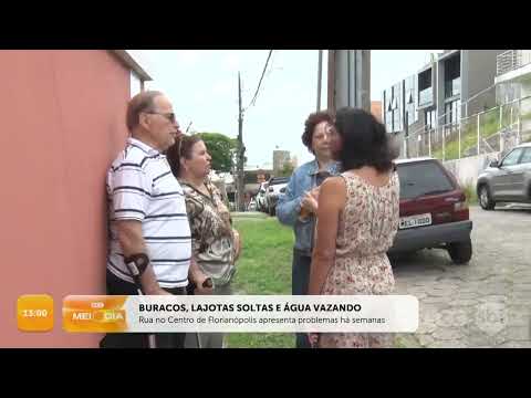 Rua no Centro de Florianópolis apresenta problemas há semanas | Cotidiano | SCC Meio-Dia