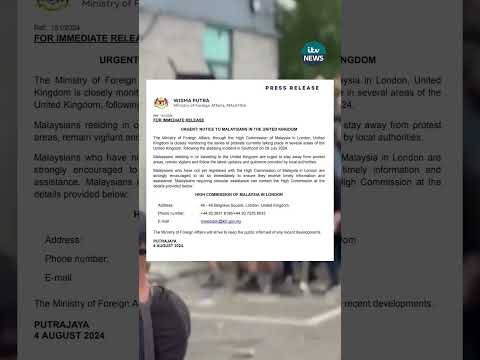 Riots have prompted at least four countries to issue warnings for travel in the UK #itvnews