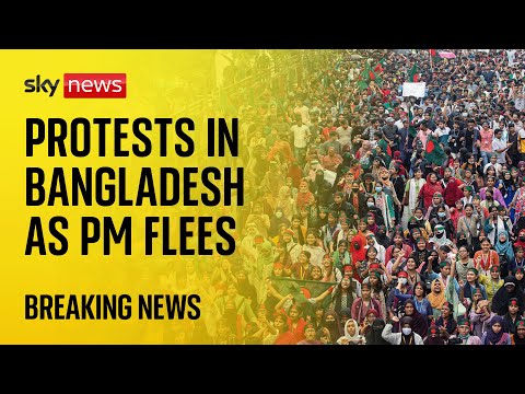 Crowds gather outside Bangladesh PM's residence after Sheik Hasina resigned and fled country