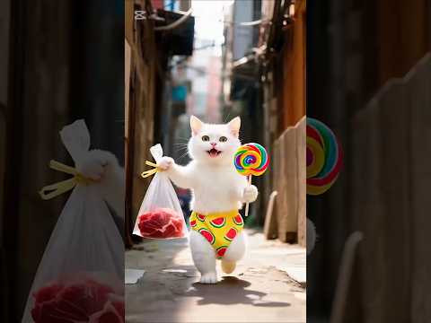 😢🙀 Poor little white cat was bullied by the dog, dad cat avenged it! 👊🐶 #catshorts #cat #funny