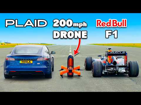 Tesla Model S Plaid vs. Red Bull Drone: Epic Speed Showdown