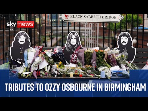 Tributes paid to Ozzy Osbourne at Black Sabbath Bridge in Birmingham