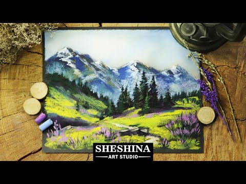 How to draw a mountain landscape with soft pastels 🎨 LANDSCAPES