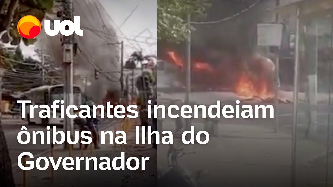 Traficantes tomam e incendeiam ônibus na Ilha do Governador veja vídeos