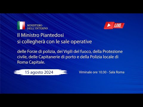 Diretta streaming del Ministro Piantedosi dalla Sala Roma del Viminale