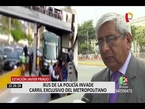 Bus de la Policía invade carril exclusivo de Metropolitano
