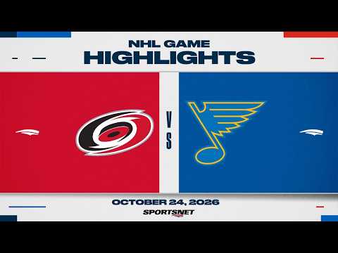 NHL 하이라이트 | 허리케인스 대 블루스 - 2026년 10월 25일
