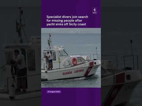 Specialist divers join searchfor missing people after yacht sinks off Sicily coast