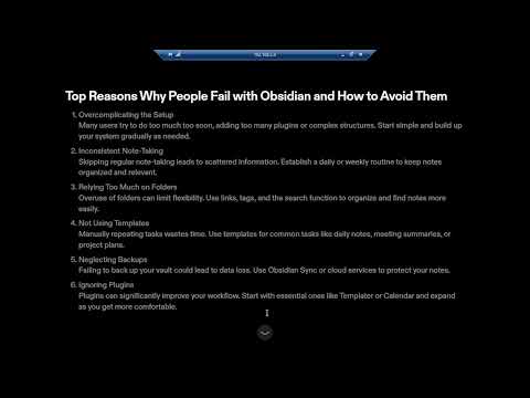 Top 9 Mistakes to Avoid to achieve Success using Obsidian