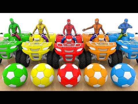 Colors for Children to Learn with Spidermen & Colors Soccer Balls #h 3D Kids Learn Colors