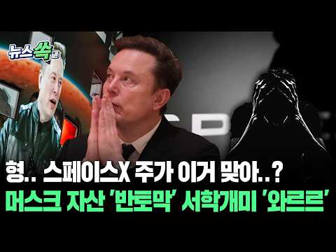 스페이스X 주가 급락에 일론 머스크 자산 '반토막'…"나는 전직 조만장자"｜머스크 믿고 지른 30조 원…서학개미 '와르르' [뉴스쏙] / 연합뉴스TV(YonhapnewsTV)